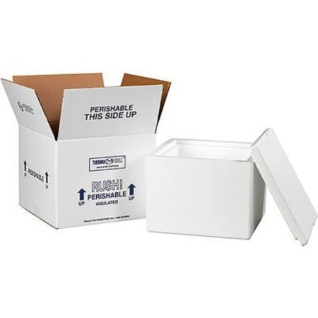 THE PACKAGING WHOLESALERS Reusable & Recyclable Insulated Shipping Kit, 9-1/2"L x 9-1/2"W x 7"H, White 214C